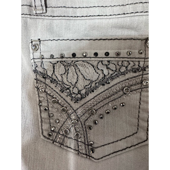 Earl Jean Light Gray Embellished Pocket Straight Leg Jeans Size 2P - Picture 5 of 5